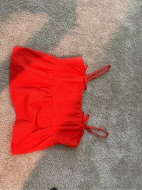 Local boutique. Red denim feel bow top